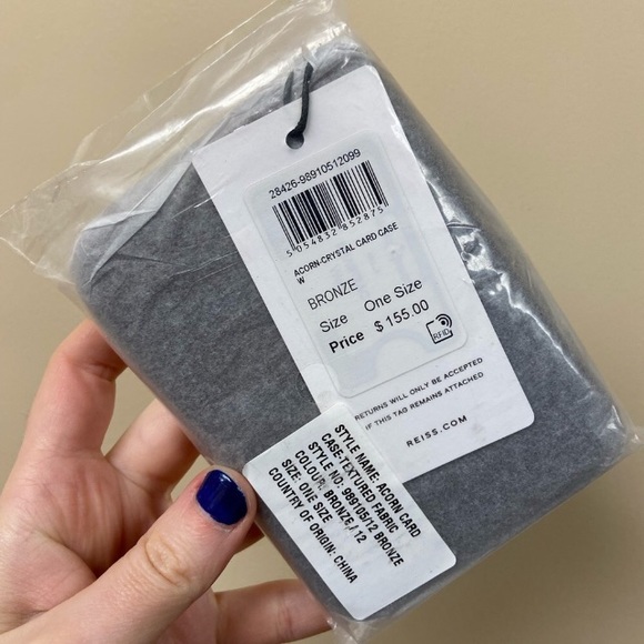 Bronze Acorn-Crystal Textured Card Case Clutch | Reiss - Picture 7 of 7